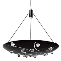 Terzani suspension lamp Tuttifrutti with swarovski strass black and emerald