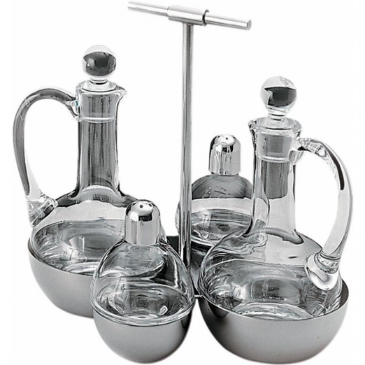 Alessi condiment set - oil, vinegar, salt, pepper 